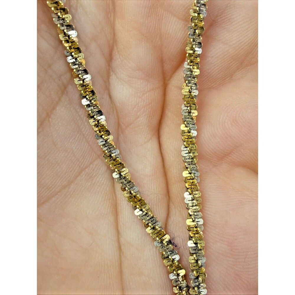 Vintage P LUX Italy 925 Sterling Silver Two Tone Gold Silver Chain Necklace